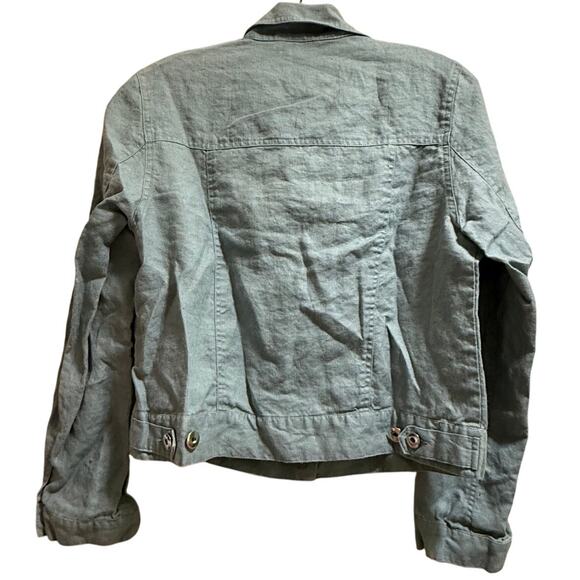 Saint Topez West Women’s Teal Blue 100% Linen Jacket Size Medium - Picture 6 of 6